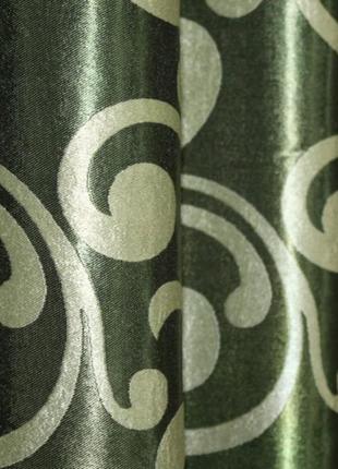 Штори (2шт. 1.5х2.7м) з тканини блекаут-софт. колір зелений з оливковим8 фото