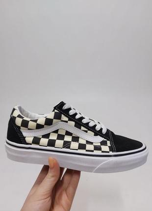 Оригінальні кеди vans з принтом шахматки1 фото