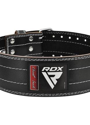 Пояс для важкої атлетики rdx leather black/white l2 фото