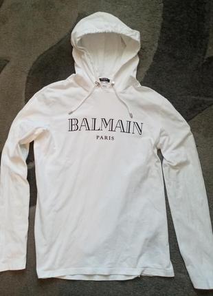 Мужское худи, лонгслив с капюшоном balmain. paris