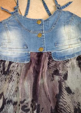 Стильное летнее платье джинс,36,s2 фото