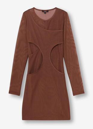 Короткое коричневое платье размера xs
