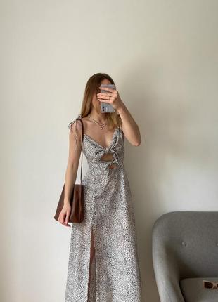 Платье комбинация на завязках в мелкий принт3 фото
