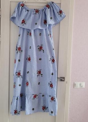 Платье макси с цветочным принтом1 фото