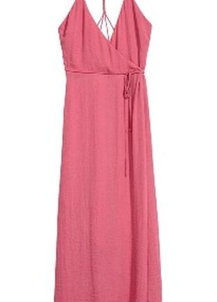 Платье h&amp;m розовое на запах1 фото