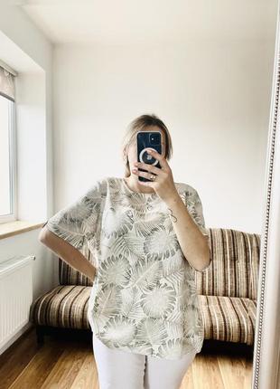 Легкая блуза батал, с пальмовым принтом большие размеры