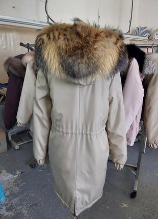 Женская зимняя парка пальто куртка с натуральным мехом финского енота, 42-60 размеры8 фото