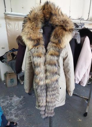 Женская зимняя парка пальто куртка с натуральным мехом финского енота, 42-60 размеры3 фото