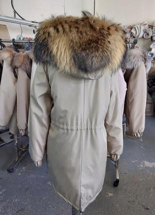Женская зимняя парка пальто куртка с натуральным мехом финского енота, 42-60 размеры6 фото