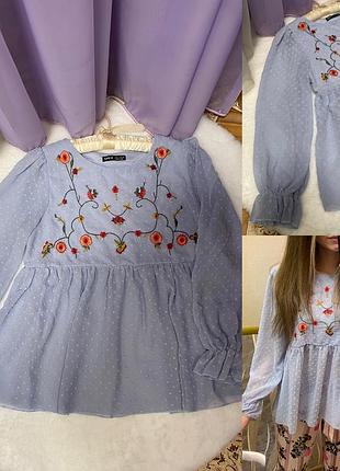 Блузочка с вышивкой в белом цвете от shein