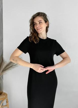 Трендовое платье женское платье  свободное платье с разрезом платье в рубчик платье футболка длинное платье бренд merlini2 фото