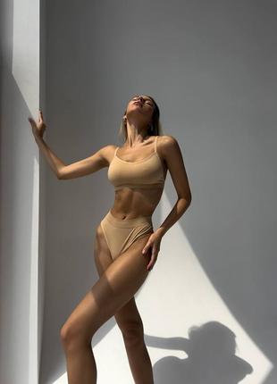 Безшовна білизна комплект тонкий топ і стрінги високі 6 кольорів