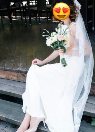 🥛весільна приталена сукня айворі/вечірня молочна сукня з сіткою/випускна сукня в пол на шнуровці🥛2 фото