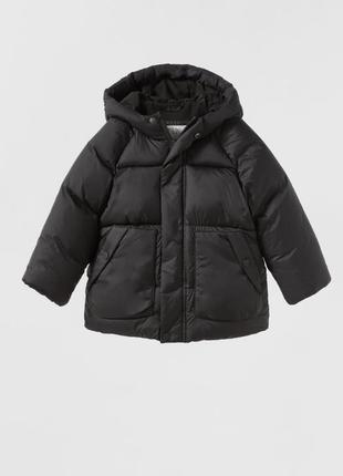 Пуховик детский zara, зимняя куртка для мальчика девочки, черная дутая куртка 98, 104, 110, демисезонная куртка