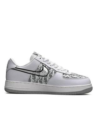 Мужские кроссовки nike air force 1 x dior white grey2 фото