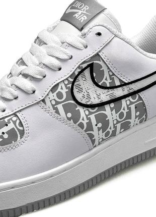 Мужские кроссовки nike air force 1 x dior white grey7 фото