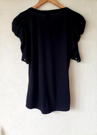 Черная футболка блуза с пышными рукавами фонарик vila3 фото