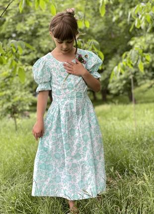Віниажна австрійська дитяча сукня з бавовни з квіточками