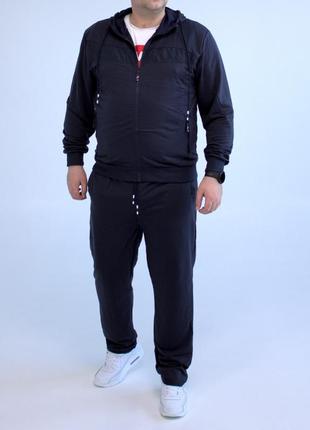 Спортивный костюм с капюшоном батал синий, прямые брюки 3xl,4xl,5xl,6xl,7xl