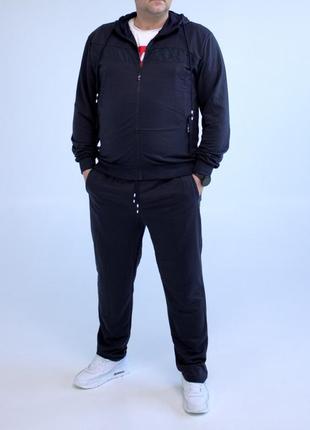 Спортивный костюм с капюшоном батал синий, прямые брюки 3xl,4xl,5xl,6xl,7xl4 фото