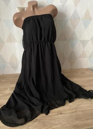 Чорне асиметричне плаття бандо відкриті плечі батал 542 фото