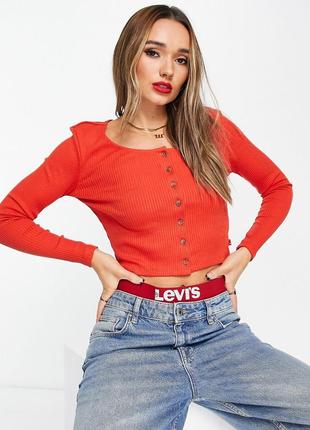 Женская кофта levi's в рубчик на пуговицах