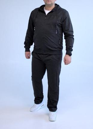 Спортивний костюм з капюшоном батал сірий, штани прямі 3xl,4xl,5xl,6xl,7xl,1 фото