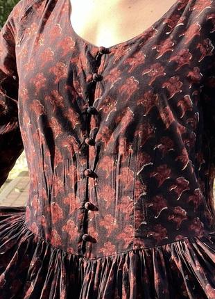 Батистовое коричневое шоколадное платье с юбкой полное солнце6 фото