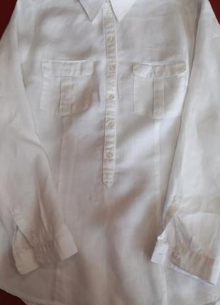 Льняная рубашка белого цвета4 фото
