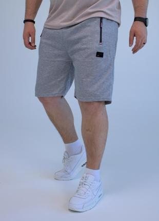 Мужские светло-серые шорты трикотаж батал5 фото