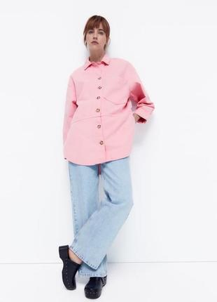 Рожева куртка рубашка сорочка джинсовка зара zara2 фото