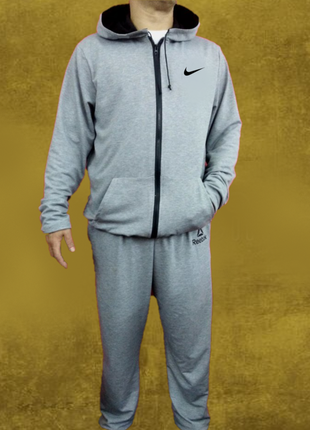 Чоловічий спортивний костюм великого розміру 3хл сірого кольору (nike)