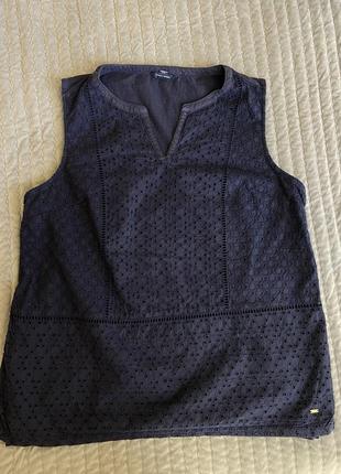 Женская темно синяя оригинал блузка майка из прошвы блузка блуза4 фото