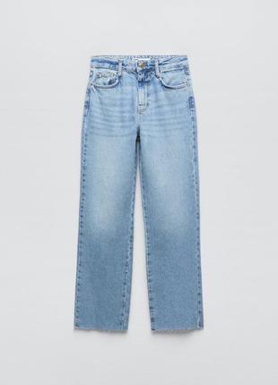 Прямые джинсы zara с необработанным краем1 фото
