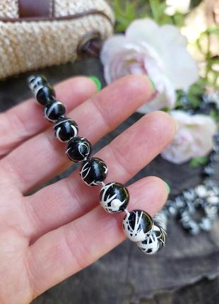 Черно-белые бусы🔹намысто(44 см)