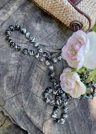 Черно-белые бусы🔹намысто(44 см)