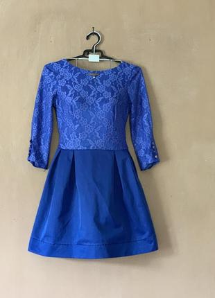 Праздничное синее платье размер s xs1 фото