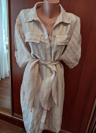 Сукня сорочка міді у смужку на м  с  платье рубашка миди1 фото