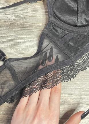 Чорний шкіряний бюст бюстгальтер з мереживом пушап розмір 36b 80b victoria secret