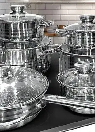 Набір кухонного посуду з неіржавкої сталі на 12 предметів rainberg1 фото