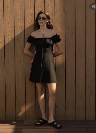 Черная мини-платье2 фото