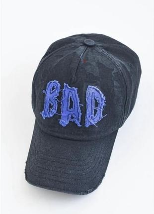 Винтажная бейсболка черная кепка рванка bad украинского бренда1 фото