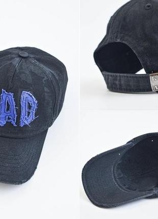 Винтажная бейсболка черная кепка рванка bad украинского бренда2 фото