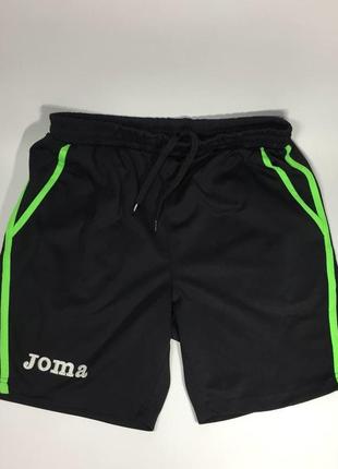 Мужские эластичные спортивные шорты joma combi черно-салатовые  размер xs-s с1369
