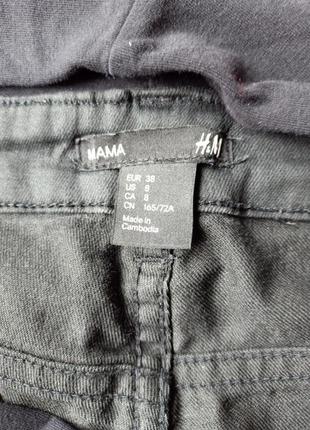 Штани джинси для вагітних h&m, з манжетом для животика,чорного кольору, розмір м6 фото