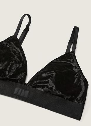 Чорний оксамитовий бралет victoria’s secret pink оригінал бархатний бра бюст бралет