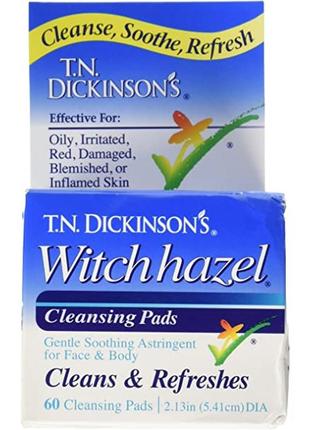 Dickinson brands, очищуючі диски з гамамелісом witch hazel dickinson, 60 шт