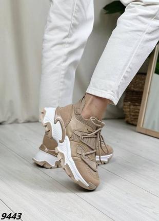 Кросівки кеди текстиль сітка на високій підошві платформі танкетці масивній