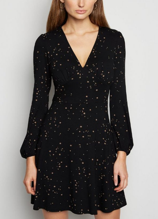 Черное платье женское летнее короткое нарядное прозрачное с открытой спиной звезды tally weijl