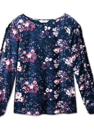 Яркая блуза с цветочным принтом из крепа tchibo германия5 фото